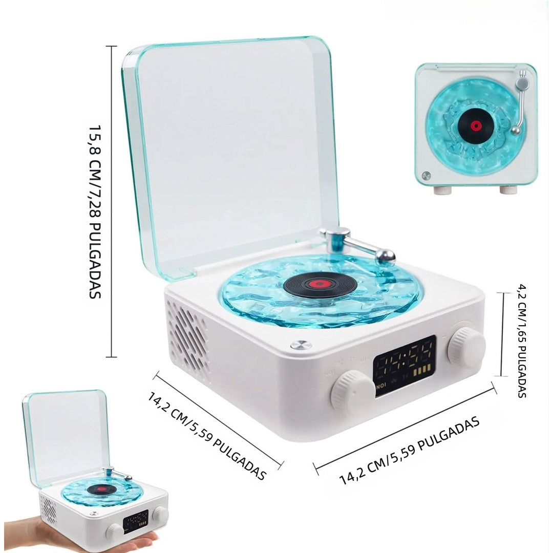 Altavoz Bluetooth Retro con Plato de Vinilo, Luces Ambientales RGB, Sonidos Naturales y Portátil - BS023