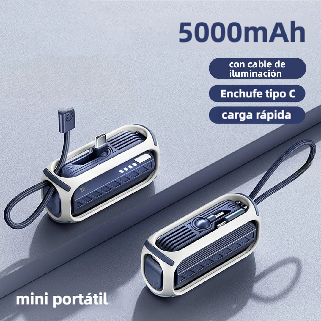 Mini Banco de Energía de 5000mAh con Cable Incorporado, Cargador Rápido Portátil para iPhone, Samsung, Xiaomi BP007 - Yesmart