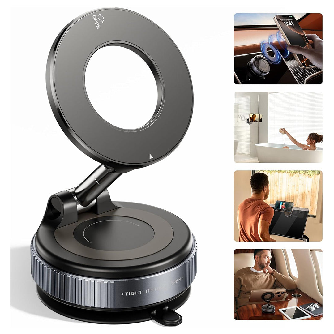 Soporte Magnético para Teléfono de Automóvil con Succión Súper Fuerte MagSafe 360° - Montaje con Ventosa para Vehículos, Compatible con iPhone y Android - SC006