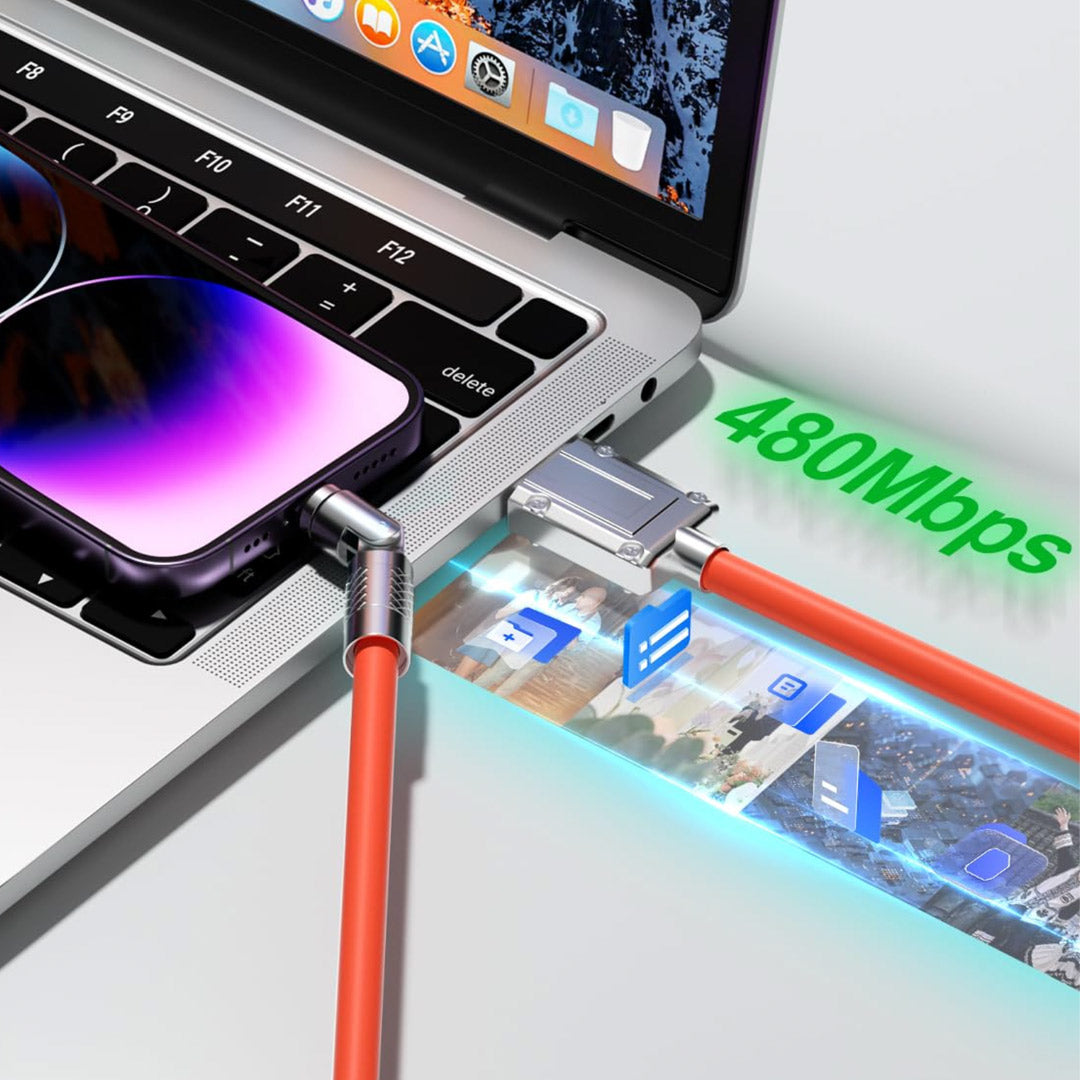 Cable de Carga Magnético 3 en 1 120W con Giro de 540° – Compatible con Lightning, USB-C y Micro USB - CI017