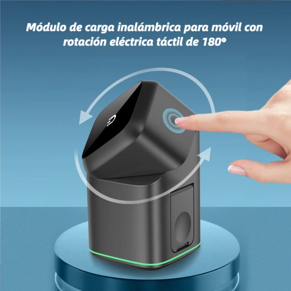Base de Carga 3 en 1 Giratoria Qi2 15W, Compatible iPhone 16/15/14/13/12, Apple Watch, AirPods - CI023