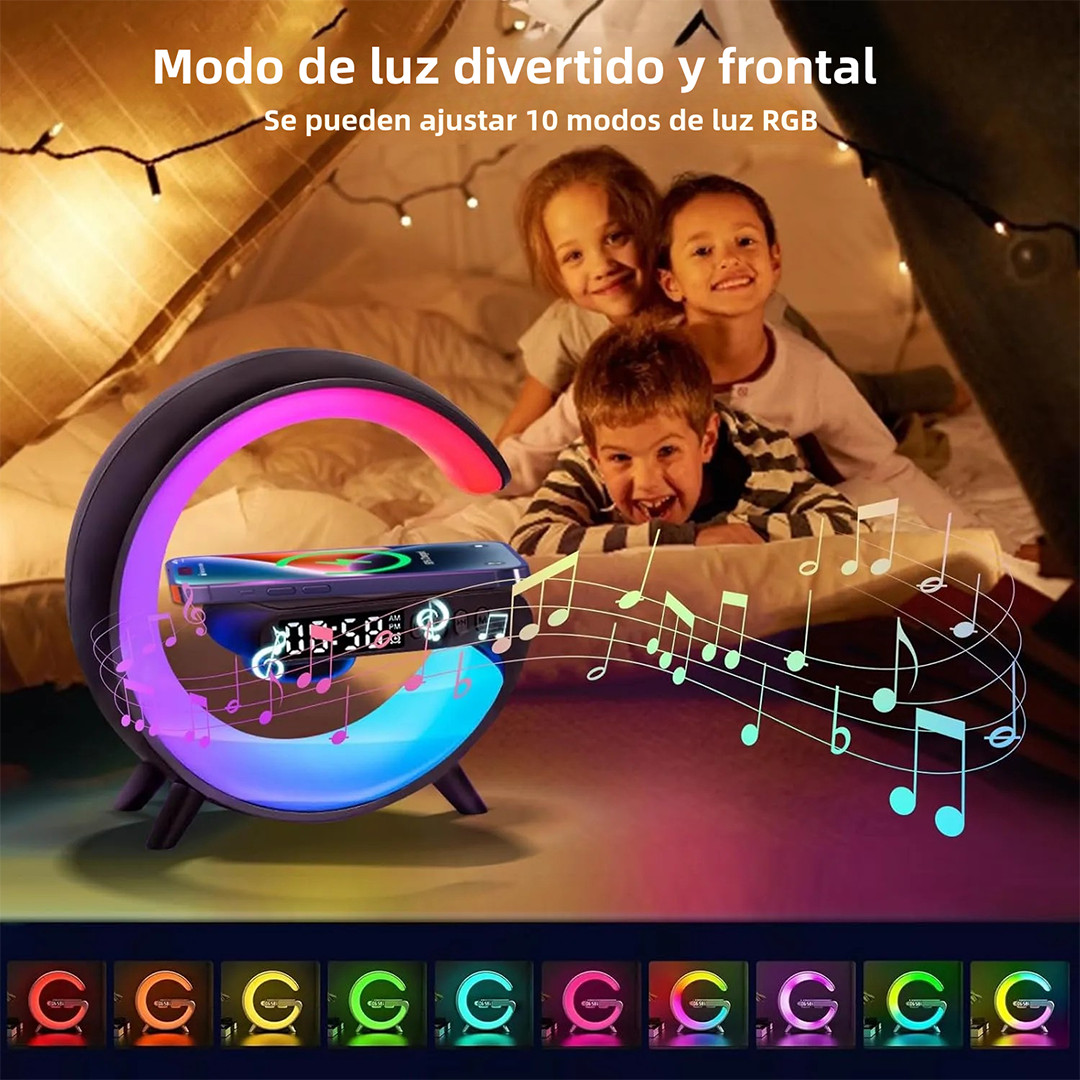 Altavoz Bluetooth Multifuncional con Lámpara, Carga Inalámbrica Rápida y Luz Ambiental CI009 - Yesmart