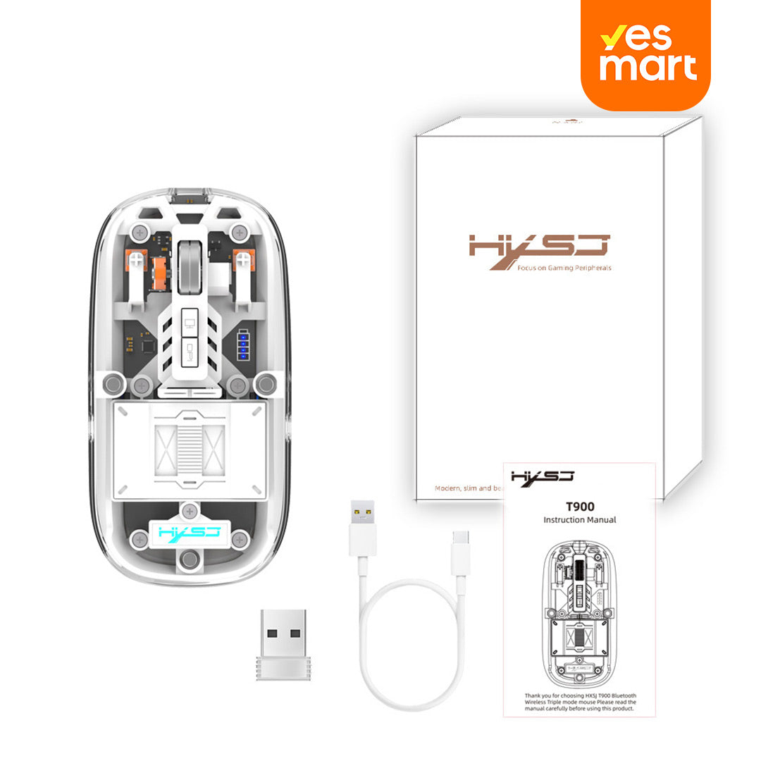 Mouse Inalámbrico Bluetooth LED Claro y Silencioso, 2.4G y Bluetooth Tri-Mode 2400DPI, Mouse Óptico Recargable para Computadora Portátil y PC - KM007