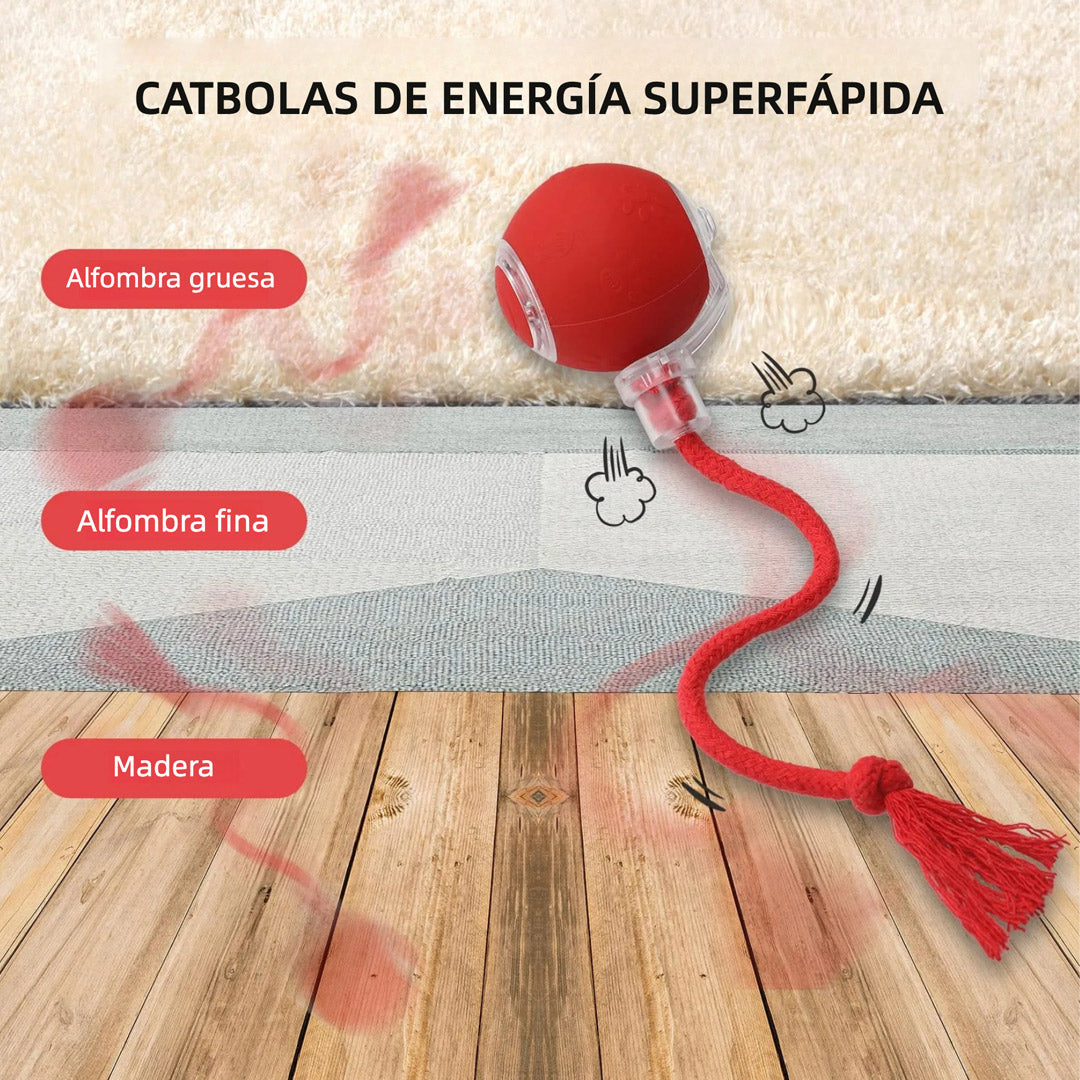 Juguete Interactivo para Gatos de Interior – Bola Rodante con Luz, Sonido de Pájaro y Cola Giratoria, Recargable por USB, Activación por Movimiento, para Alfombra y Madera – JM001