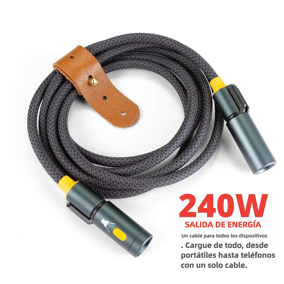 Cable de Carga USB-C de 5 Pies 240W con Linterna LED y Encendedor, Carga Rápida, Compatible con MacBook, iPhone y Android - CI013
