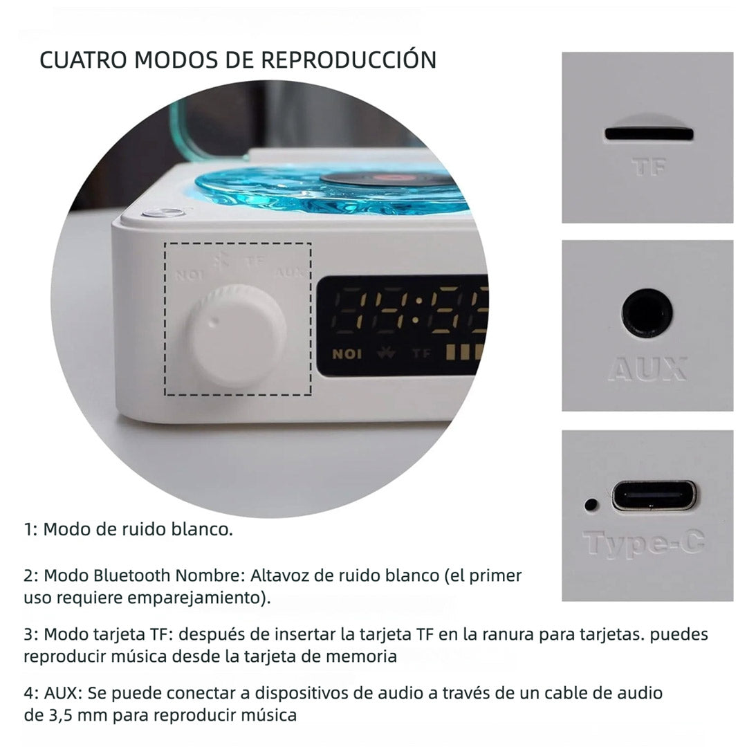 Altavoz Bluetooth Retro con Plato de Vinilo, Luces Ambientales RGB, Sonidos Naturales y Portátil - BS023