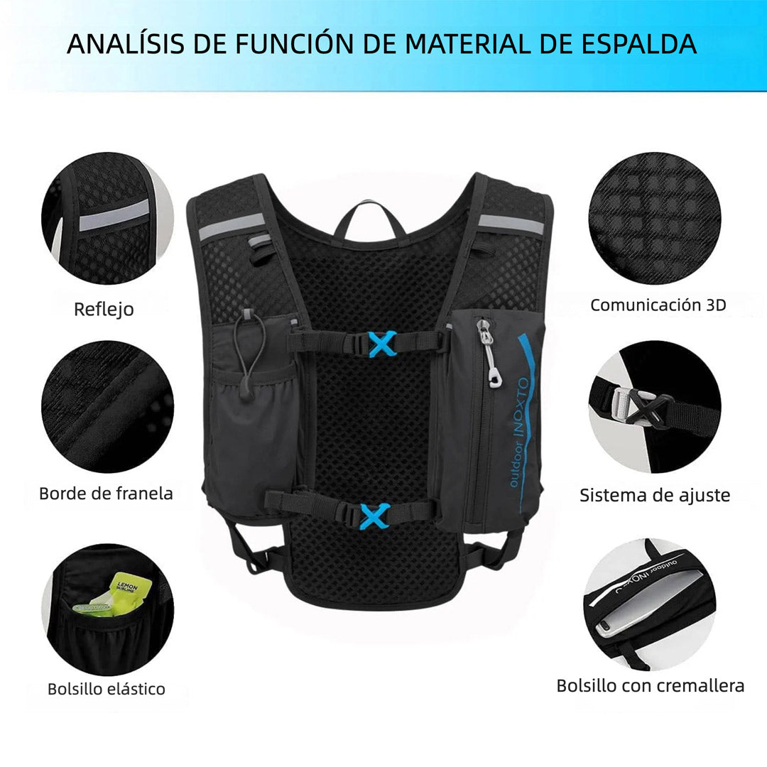 Mochila Hidratación Ultraligera con Bolsa de Agua 1.5L – Chaleco Impermeable para Running, Trail, Ciclismo y Maratón - AH016