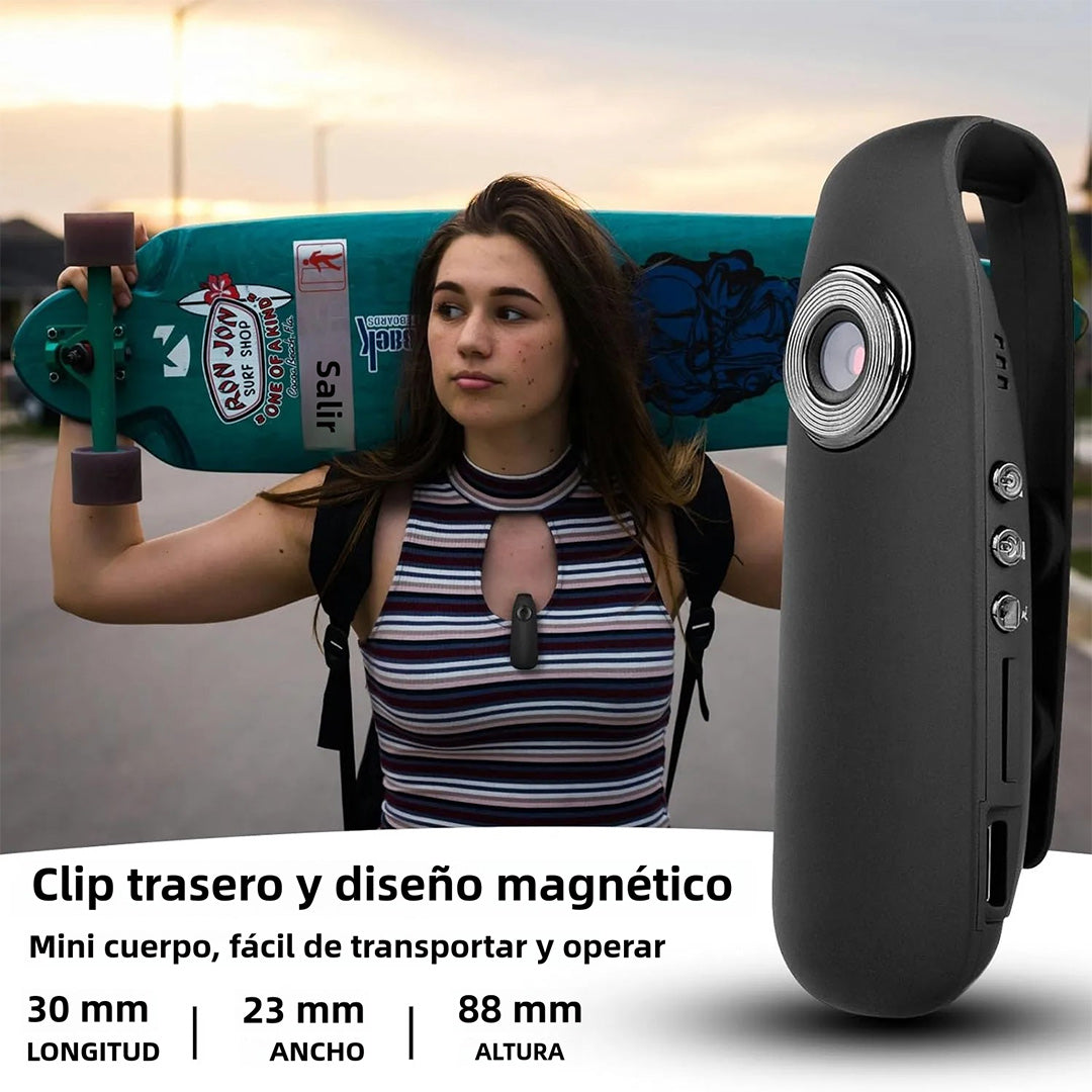 Cámara Corporal Mini 1080P HD con Detección de Movimiento, Batería Recargable, 180 Min de Grabación, Soporta Tarjeta SD hasta 64GB (Incluye Tarjeta MicroSD de 32GB GRATIS) CC003 - Yesmart