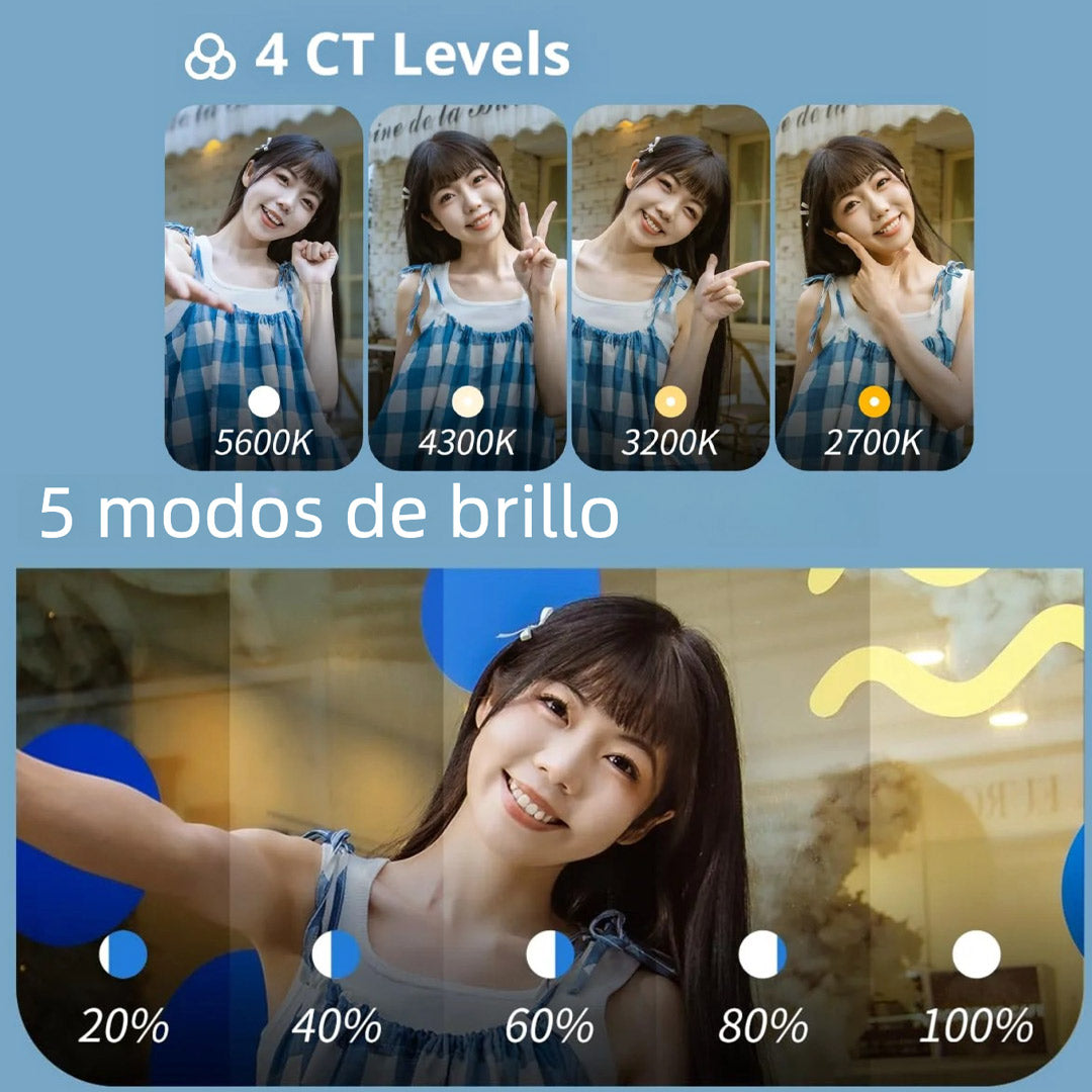 Luz Selfie Magnética con Espejo para iPhone, Compatible con MagSafe y Android, Luz LED Portátil Recargable para Video y Fotos – SC012