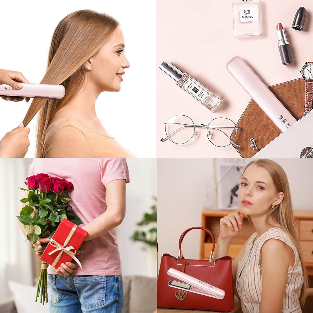 Plancha de Cabello Inalámbrica – Alisadora Recargable 4 Niveles de Calor, Placas de Cerámica, para Cabello Fino y Suave, Ideal para Viaje, Ondas y Rizos con Calidad de Salón – SE008