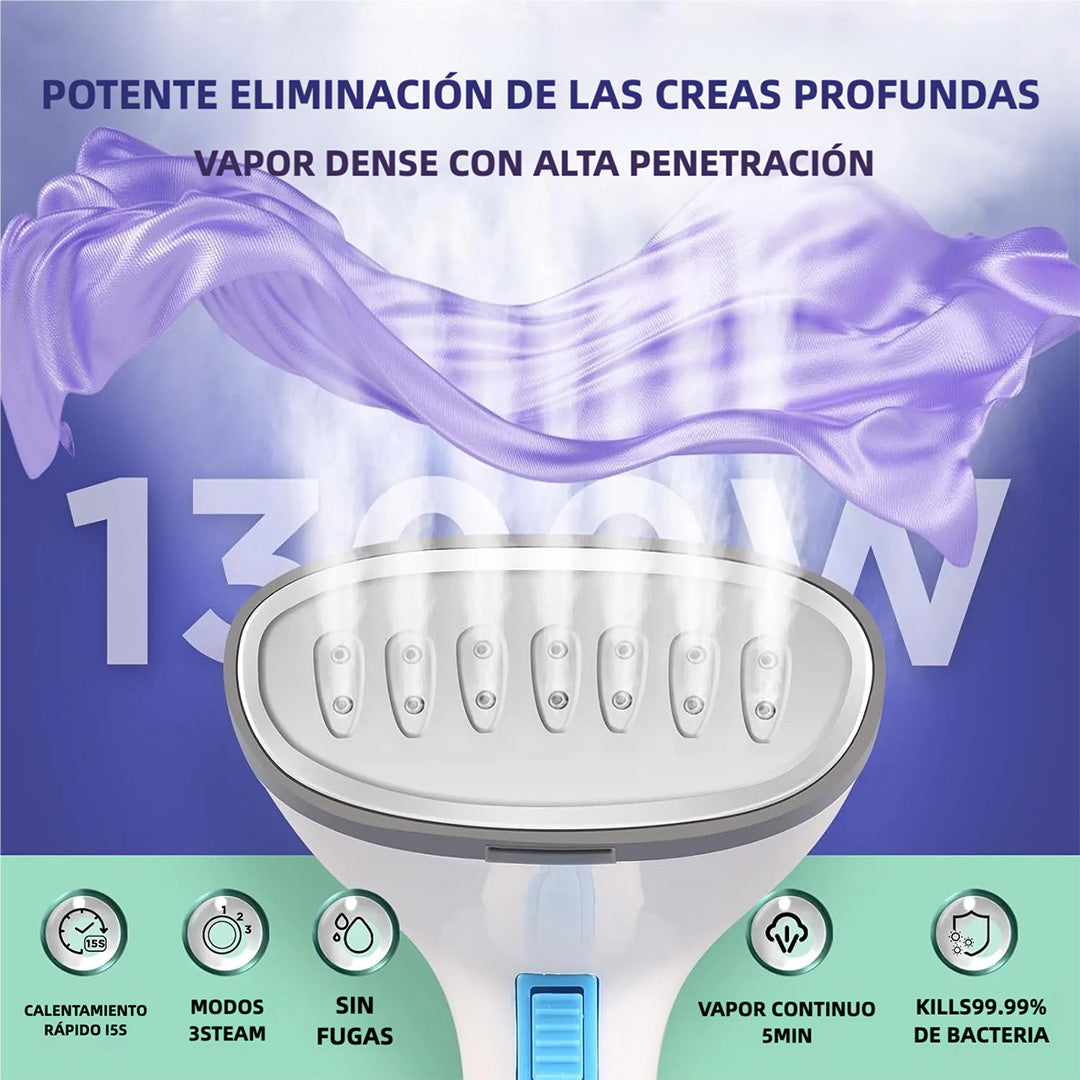 Plancha de Vapor de Mano para Ropa, 1300W, Calentamiento Rápido en 15s, Depósito de 300ml, 3 Modos de Vapor, Diseño Antigoteo, Portátil para Hogar y Viaje PM003