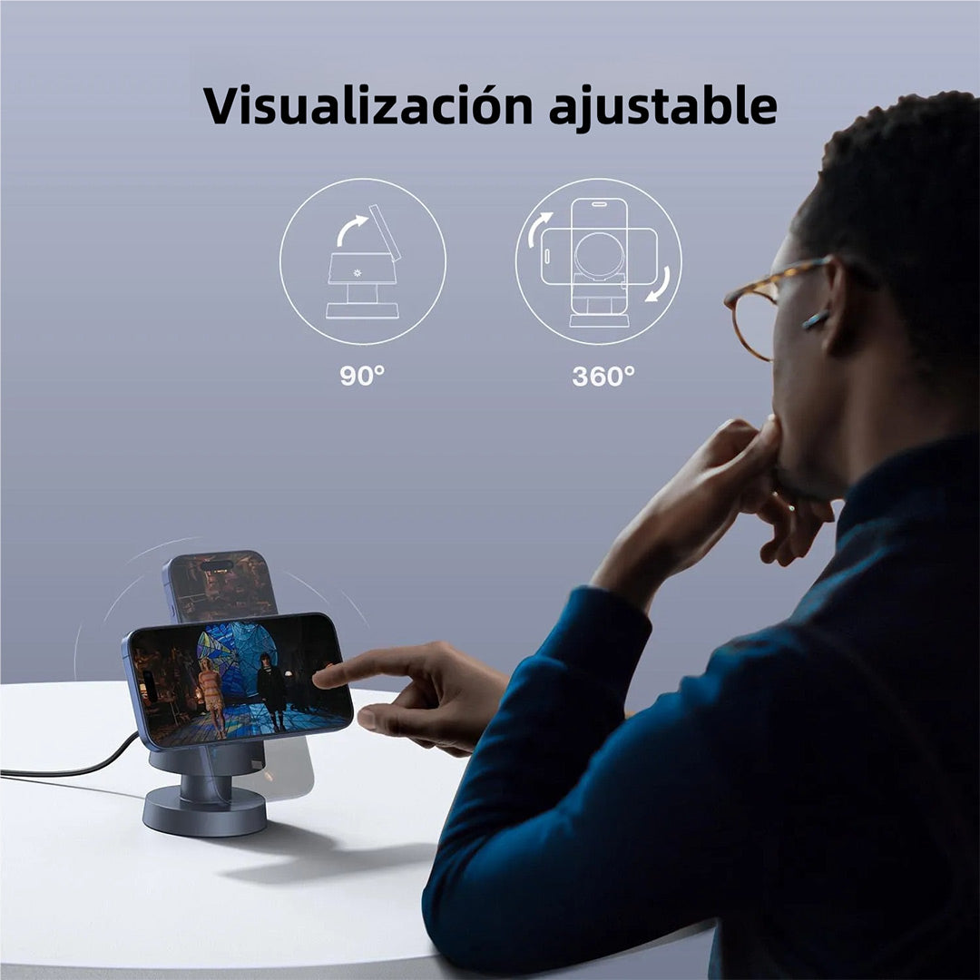 Estación de Carga Inalámbrica 4 en 1 para iPhone 16 Pro Max, iWatch Ultra y AirPods con Luz Nocturna y Soporte de Viaje, Carga Rápida 22.5W – CI014