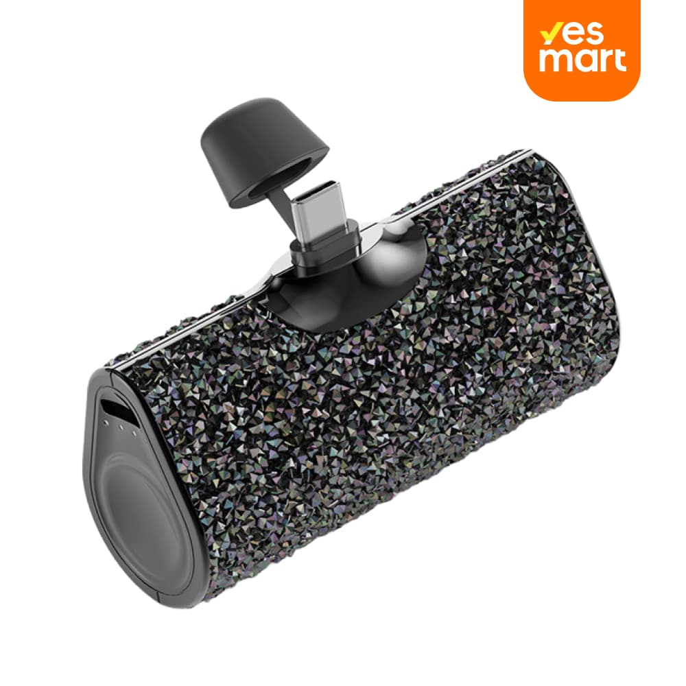 Cargador Portátil USB-C 4500mAh Ultra Compacto – Mini Power Bank Brillante Compatible con iPhone 15/16 y Samsung Galaxy S24/S23/Z Flip