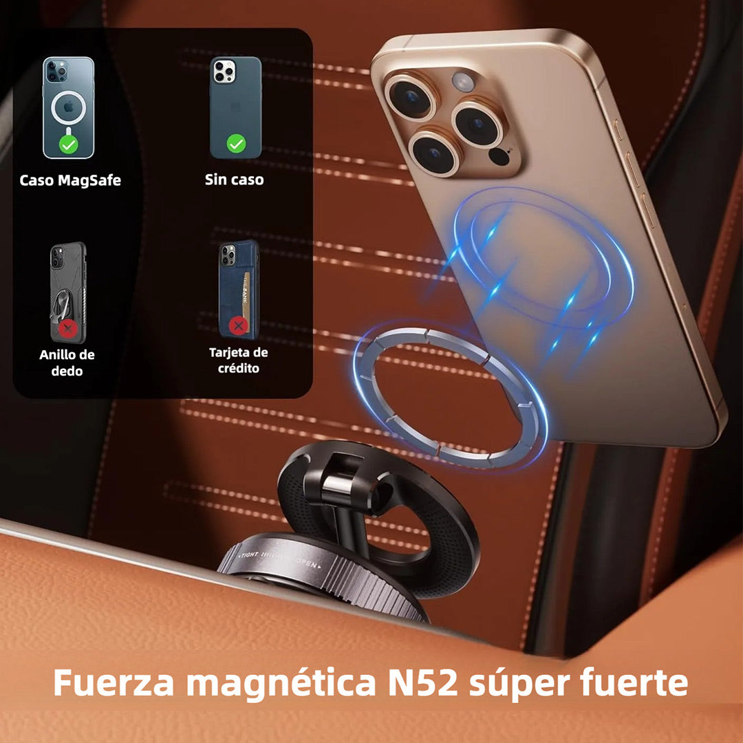 Soporte Magnético para Teléfono de Automóvil con Succión Súper Fuerte MagSafe 360° - Montaje con Ventosa para Vehículos, Compatible con iPhone y Android - SC006