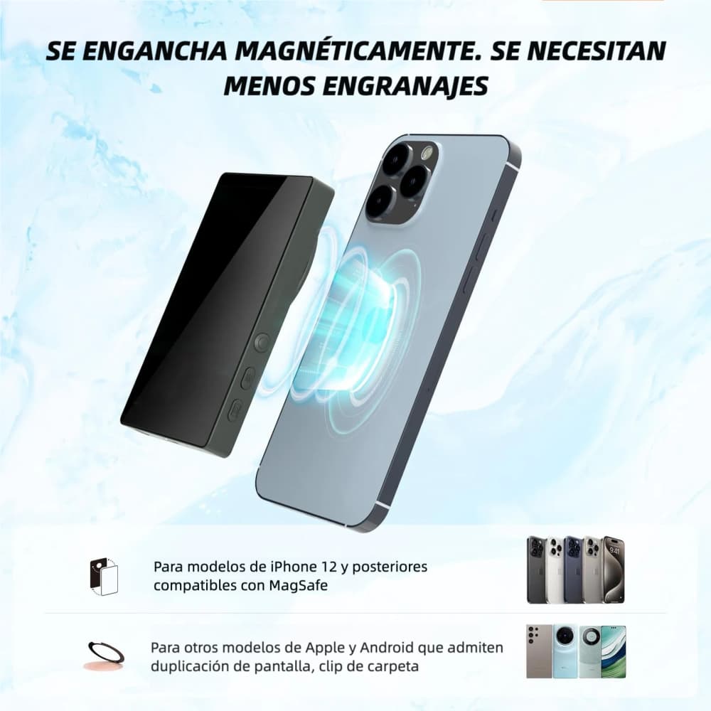 Monitor Selfie con Barra Magnética, Pantalla Compartida en Tiempo Real para Cámara Trasera, Monitor Portátil para Creadores de Contenido, Vlogging y TikTok - SC017