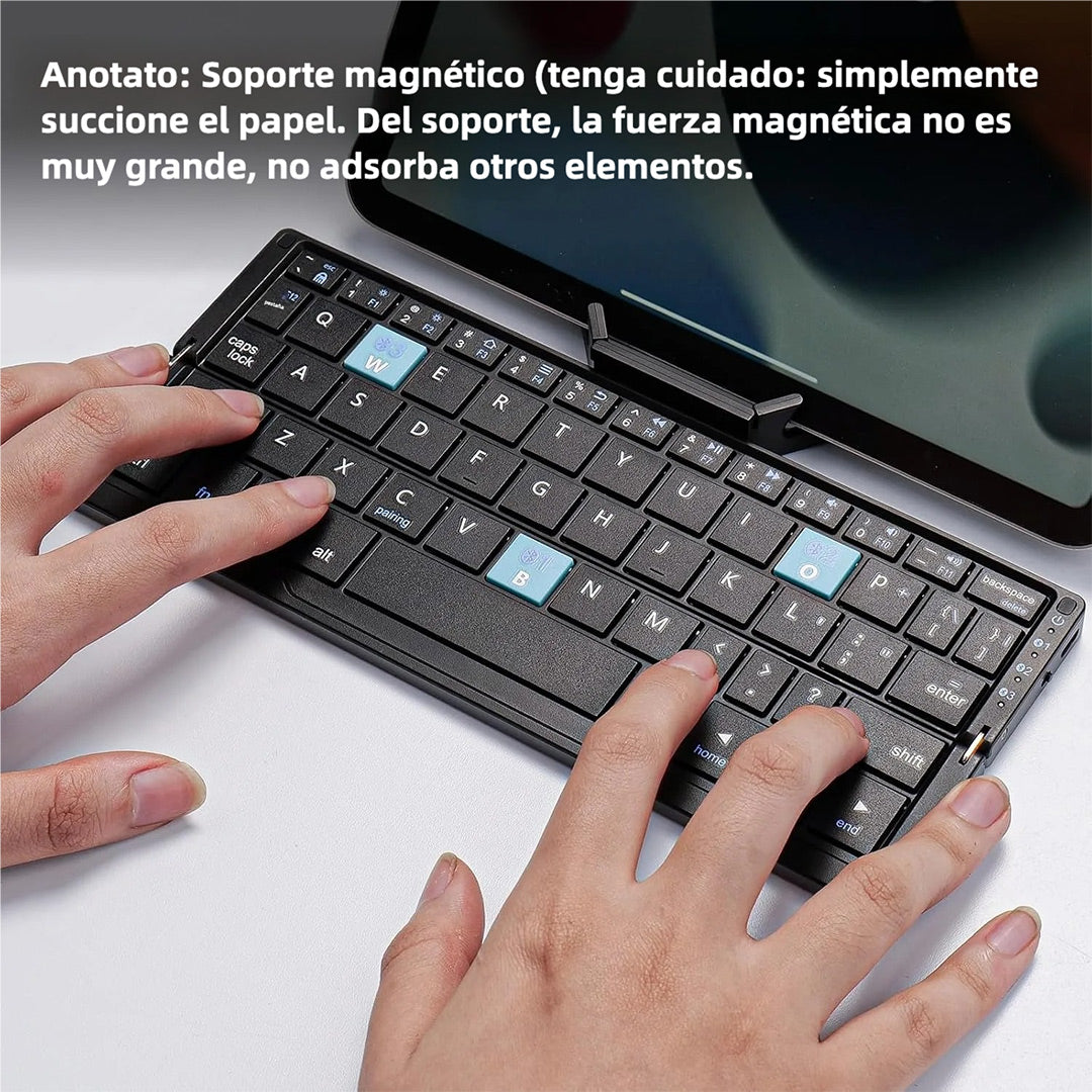 Teclado Bluetooth Plegable Mini con Soporte Magnético, Teclado Ergonómico y Silencioso, Recargable y Compatible con iPad, iPhone, Android, y Más KM006 - Yesmart