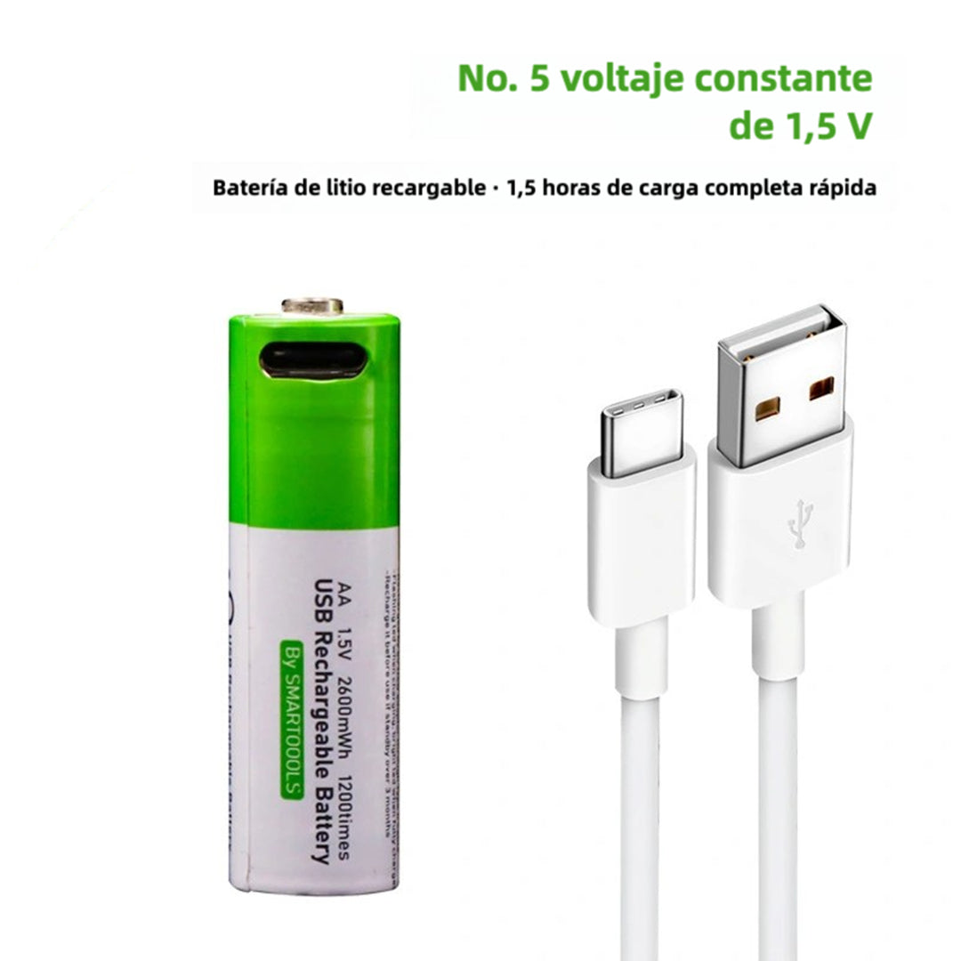 Baterías Recargables AA 2600mAh + AAA 750mAh 1.5V con Carga Rápida USB Tipo C (Paquete de 4 AA y 4 AAA) BT001 - Yesmart
