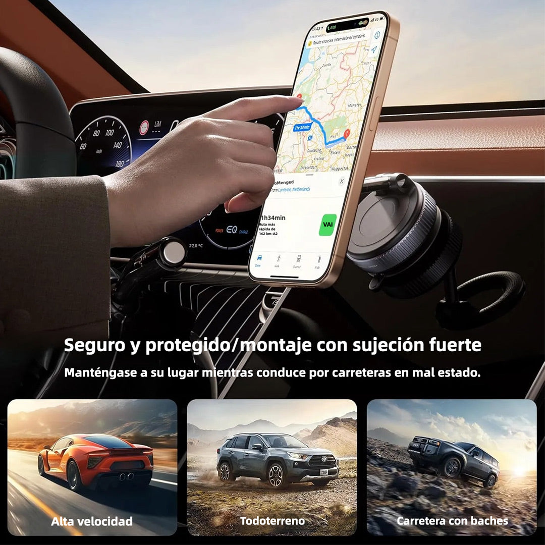 Soporte Magnético para Teléfono de Automóvil con Succión Súper Fuerte MagSafe 360° - Montaje con Ventosa para Vehículos, Compatible con iPhone y Android - SC006