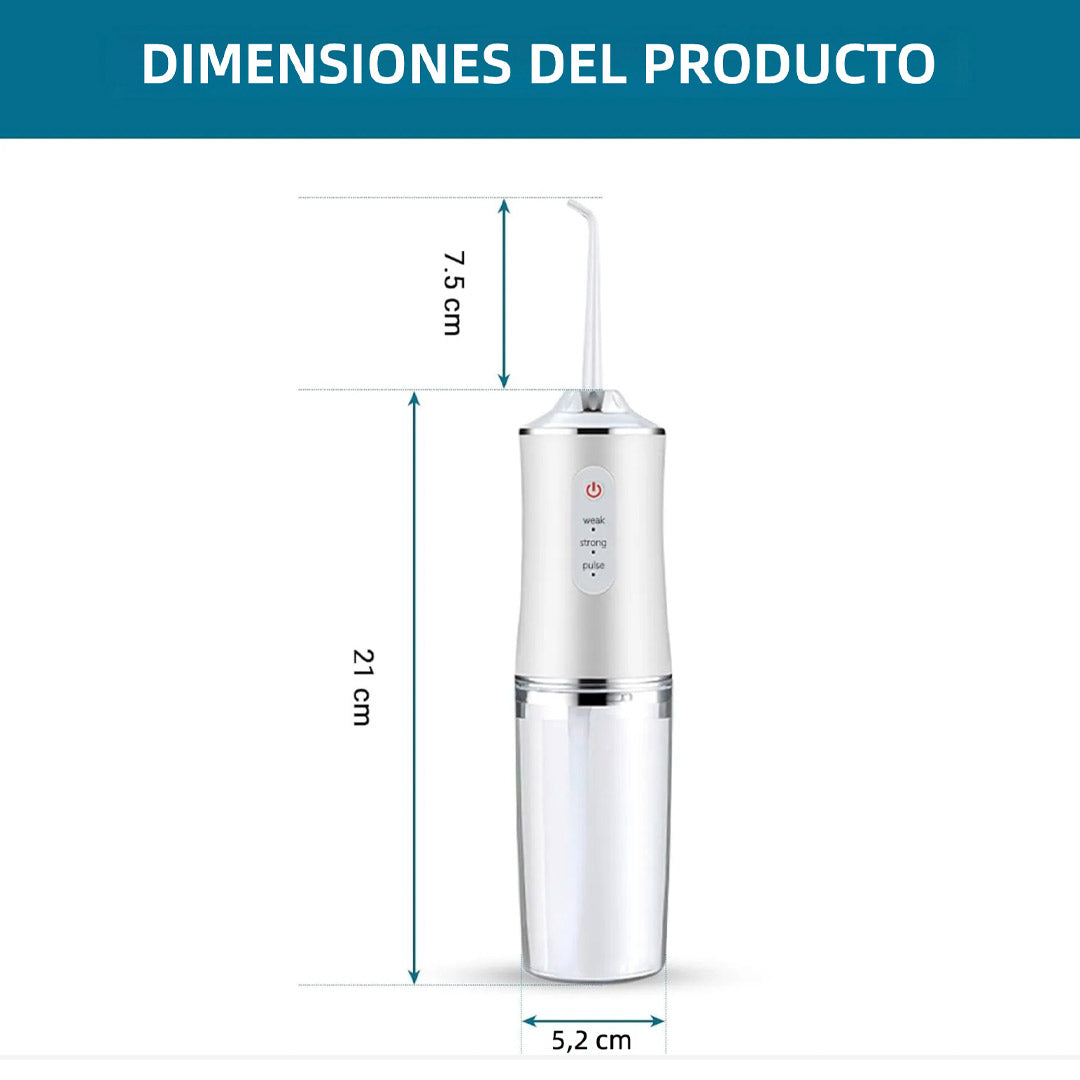 Hilo Dental Eléctrico Recargable para Dientes con 3 Modos, 4 Consejos de Chorro, Irrigador Oral Portátil, Limpiador de Encías y Tonsilas, 300ml de Capacidad, Impermeable IPX7, Batería de Larga Duración, CS002