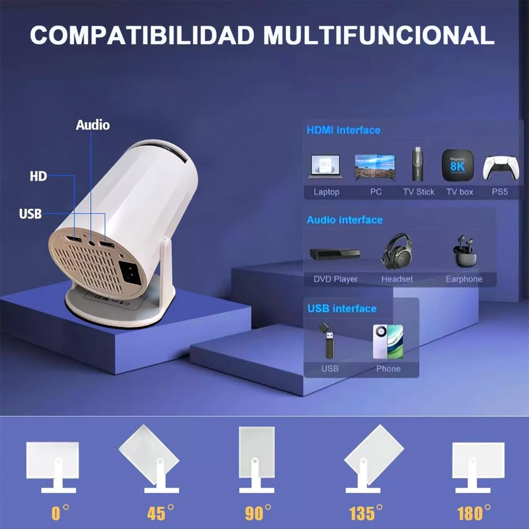 Mini Proyector Gearelec HY300 Profesional 4K con Android 11, WiFi y Bluetooth PP001 - Yesmart