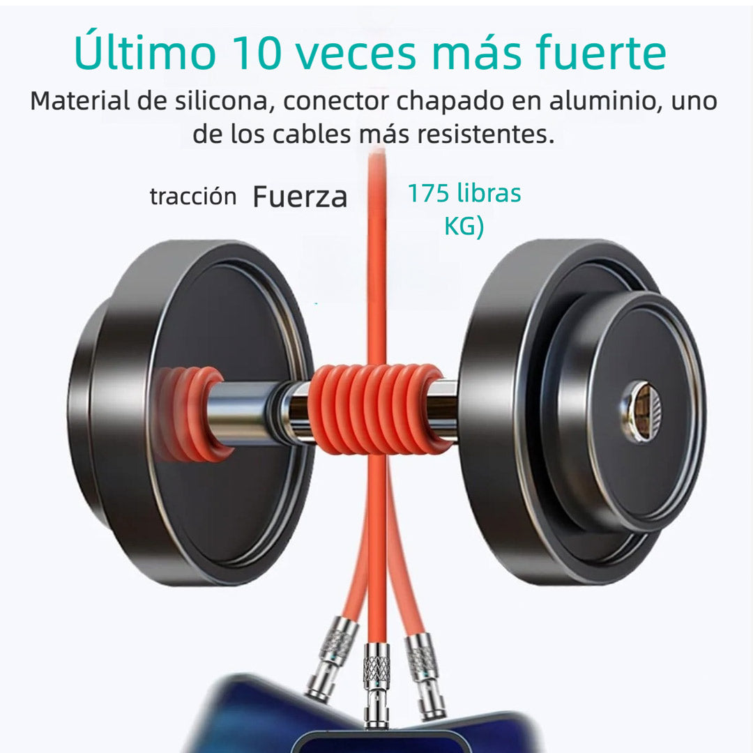 Cable de Carga Magnético 3 en 1 120W con Giro de 540° – Compatible con Lightning, USB-C y Micro USB - CI017