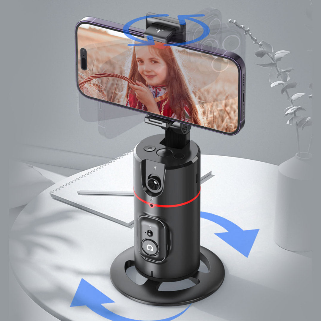 Soporte Inteligente para Celular con Seguimiento Automático – Trípode 360° con Cámara Incorporada, Sin App, Control Remoto, Recargable, para Live Streaming, Vlogging y Selfies – SC009