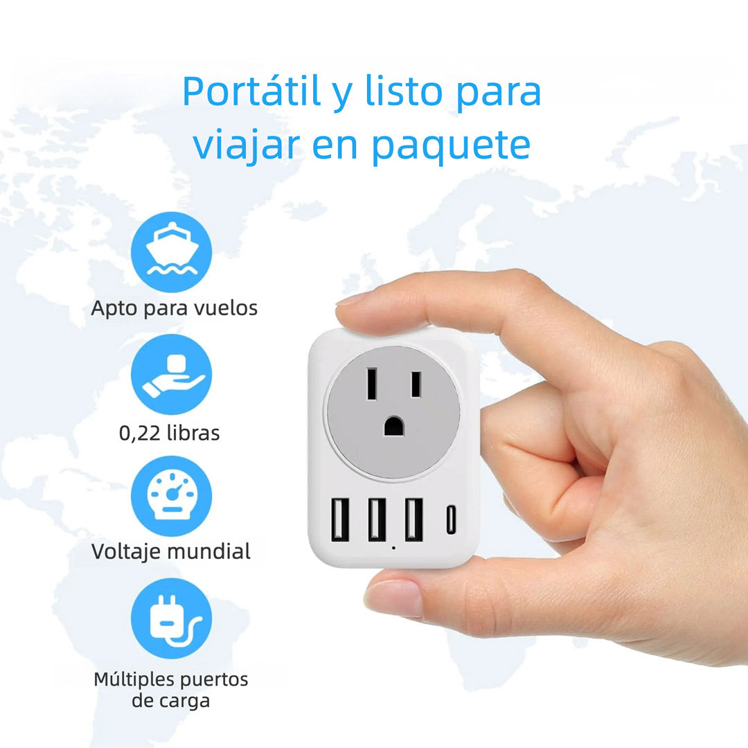 Adaptador de Enchufe Europeo 5 en 1 con 3 USB-A y 1 USB-C – CI019