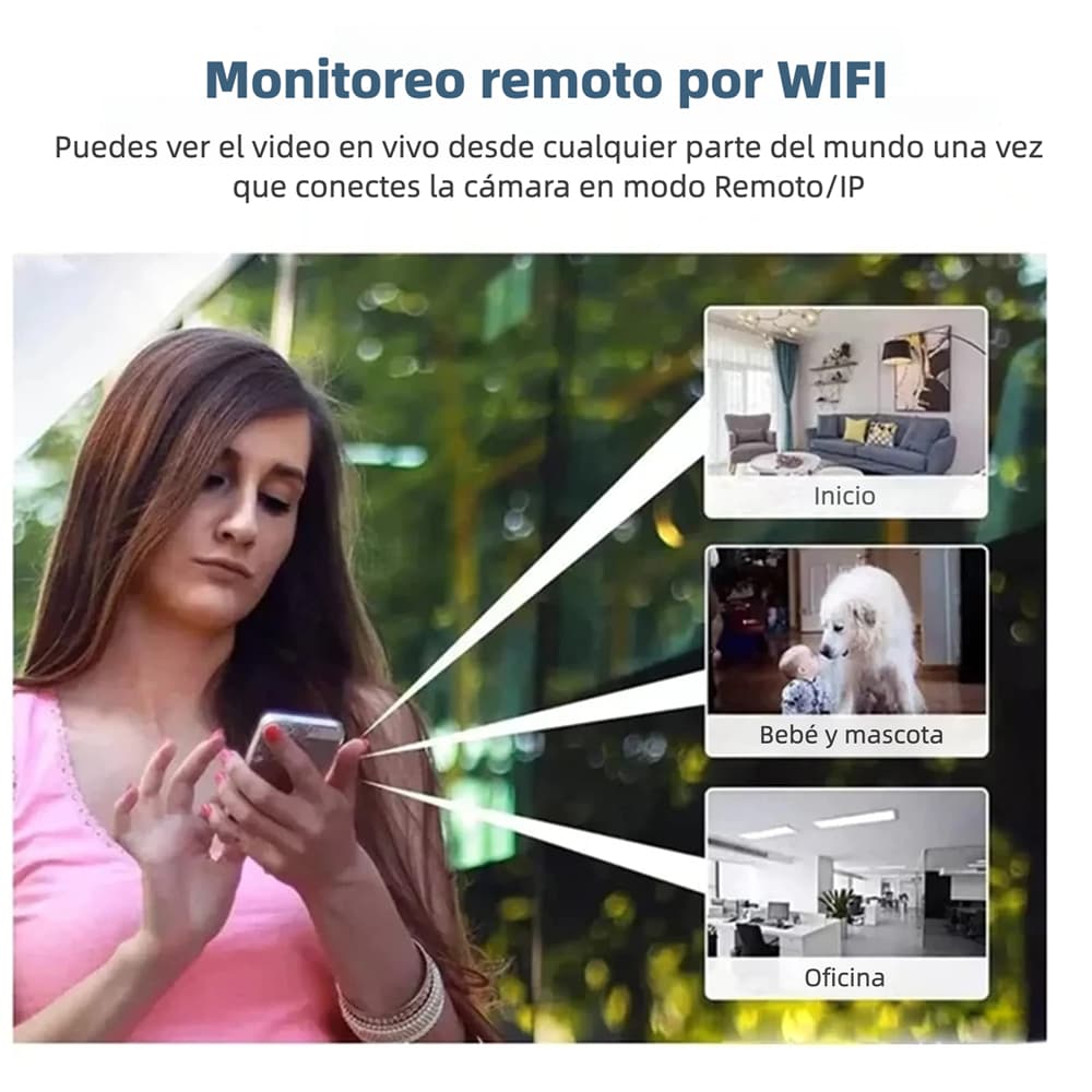 Mini Cámara de Seguridad WiFi 1080P HD con Visión Nocturna, Detección de Movimiento y Ángulo de 160° para Monitoreo Remoto CV007