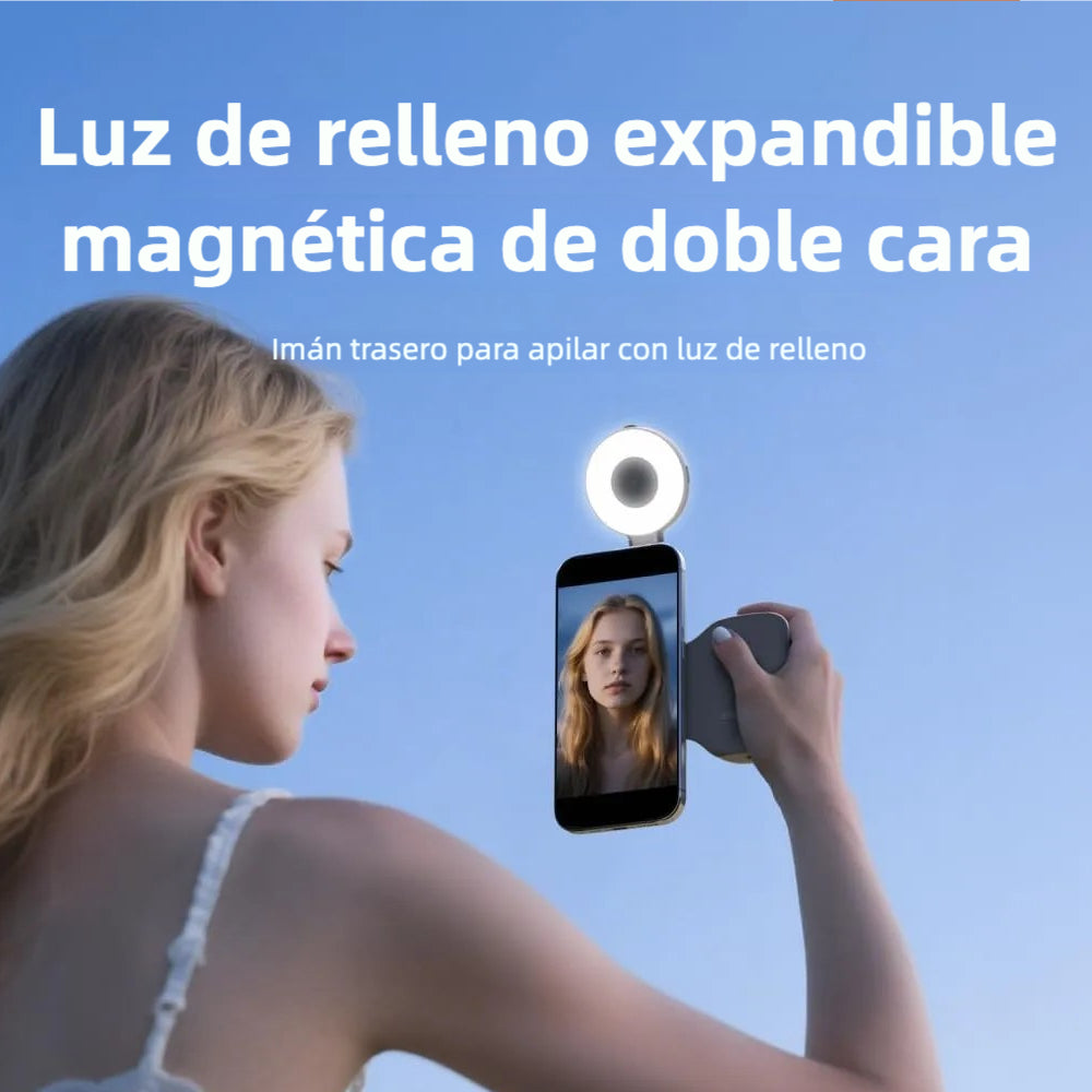 Kit Creador TELESIN: Fun Shot Grip Magnético + Luz Selfie C03, Compatible iPhone MagSafe & Android - SC016