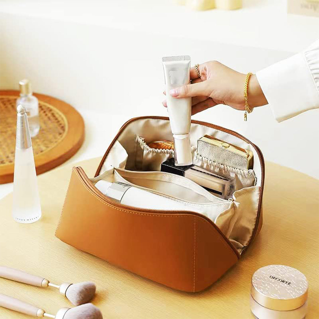 Bolsa de Maquillaje de Viaje, Bolsa de Maquillaje Grande y Resistente al Agua para Mujeres, Con Compartimentos y Asa - AH002