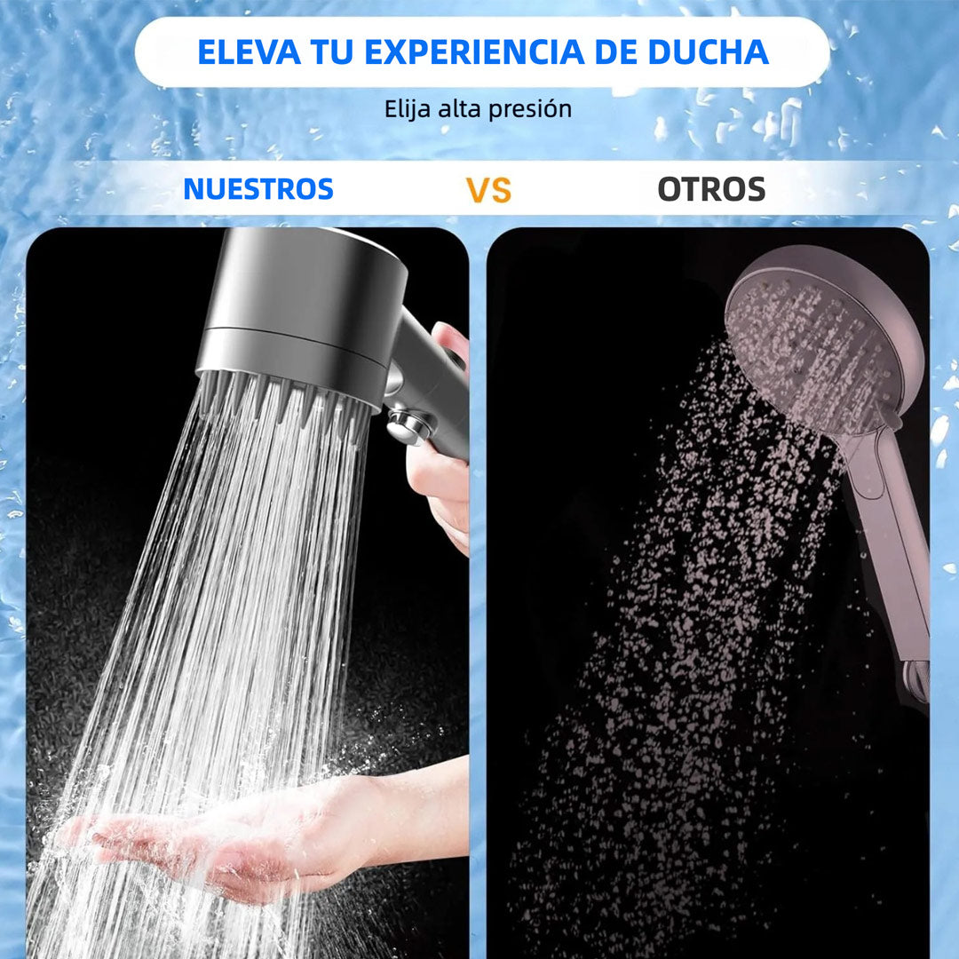 Cabezal de Ducha Filtrado con Mango, Alta Presión y Múltiples Modos de Rocío, Ducha con Filtro, Lavado a Presión para Agua Dura - AB001