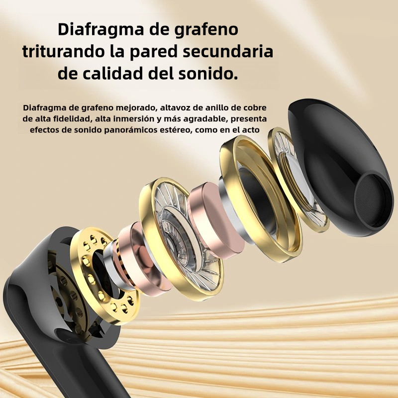 Auriculares inalámbricos in-ear negros, Bluetooth 5.2, con larga duración en espera -BH003 - Yesmart