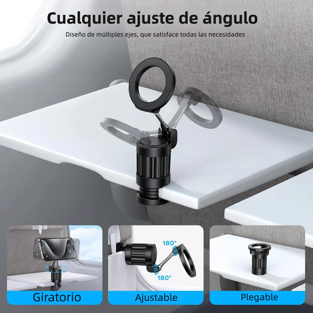 Soporte de Teléfono para Avión, Soporte Magnético para Teléfono de Avión, Soporte de Viaje Portátil, Esenciales de Viaje en Avión, Soporte Universal para Teléfono con Anillo Metálico - SC008