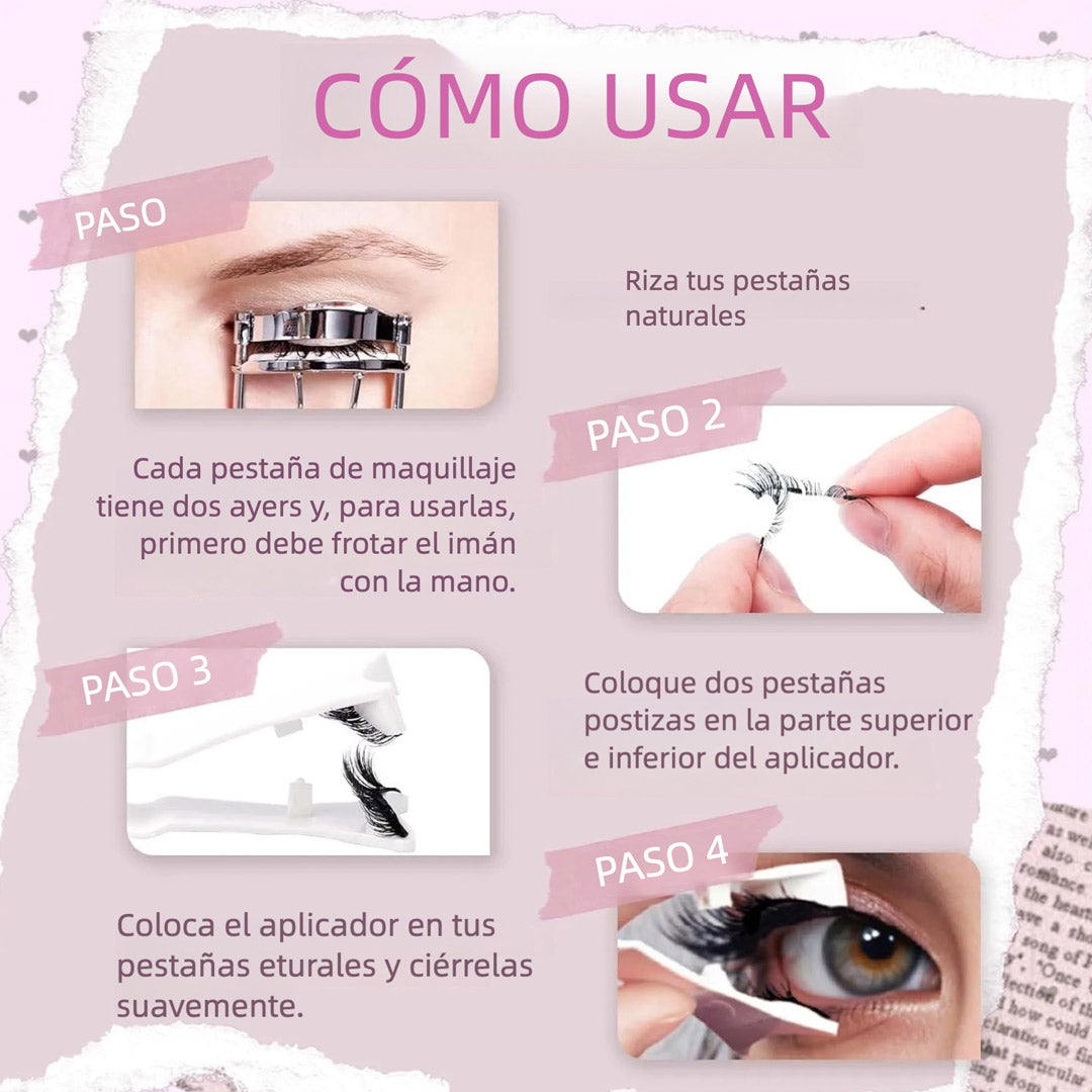 Pestañas Magnéticas con Aplicador, 2 Pares Reutilizables, Sin Pegamento, Look Natural y Fácil de Usar – CM004