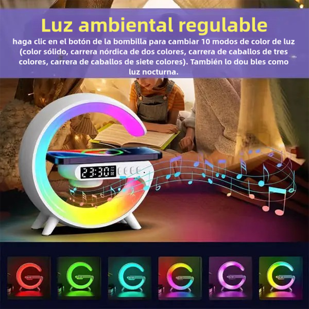 Altavoz Bluetooth Multifuncional con Lámpara, Carga Inalámbrica Rápida y Luz Ambiental CI009 - Yesmart