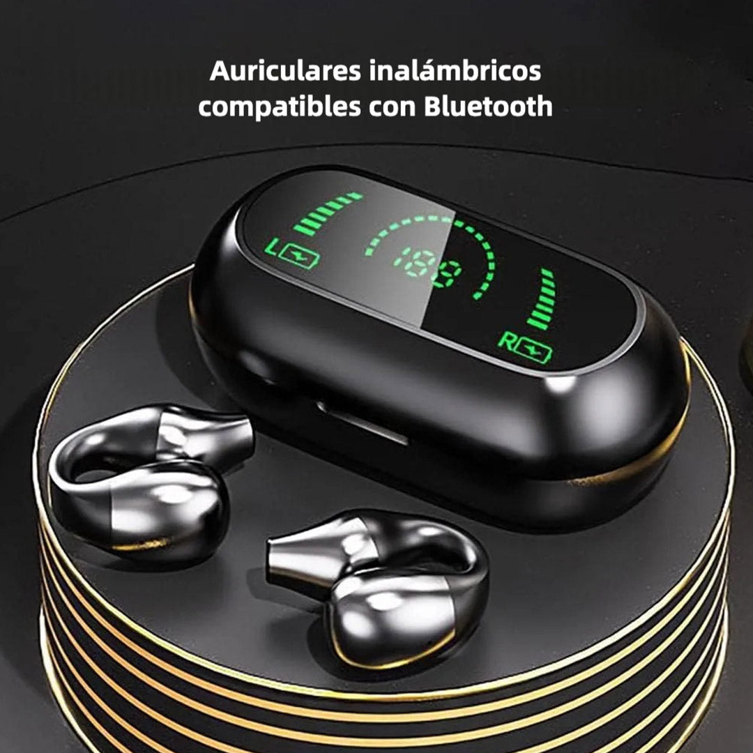 Auriculares Abiertos Inalámbricos Bluetooth 5.2 con Pantalla LED, IPX5, HiFi, Compactos y Resistentes BH036