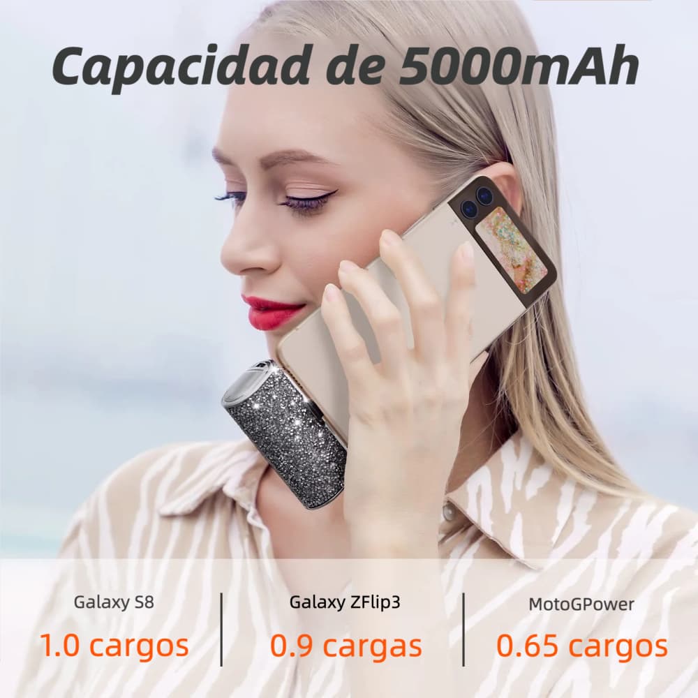 Cargador Portátil USB-C 4500mAh Ultra Compacto – Mini Power Bank Brillante Compatible con iPhone 15/16 y Samsung Galaxy S24/S23/Z Flip