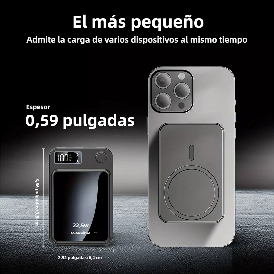 Power Bank Magnético Inalámbrico - Carga Rápida 22.5W con Tecnología MagSafe, Batería de Alta Capacidad y Pantalla LED Digital BP003