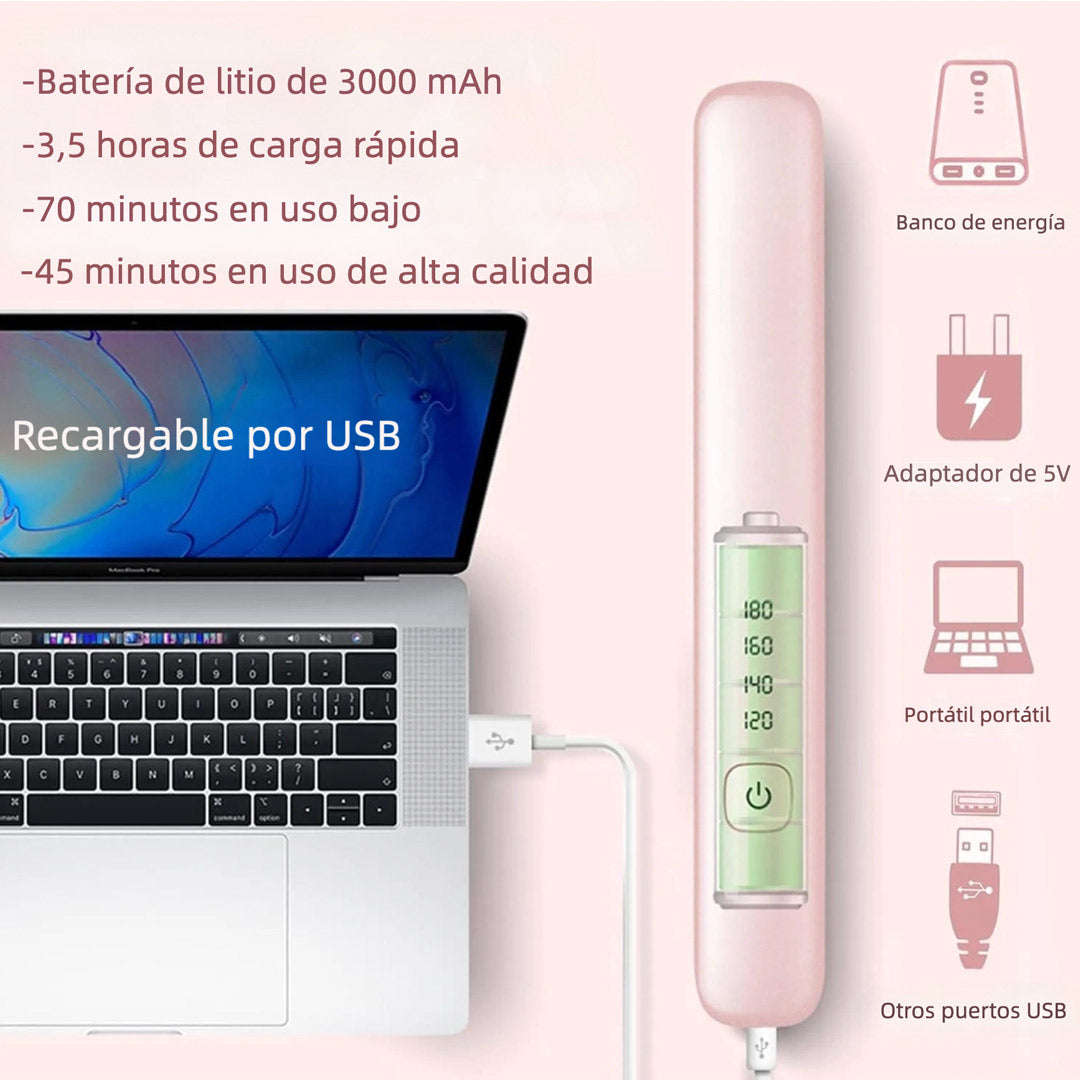Plancha de Cabello Inalámbrica – Alisadora Recargable 4 Niveles de Calor, Placas de Cerámica, para Cabello Fino y Suave, Ideal para Viaje, Ondas y Rizos con Calidad de Salón – SE008