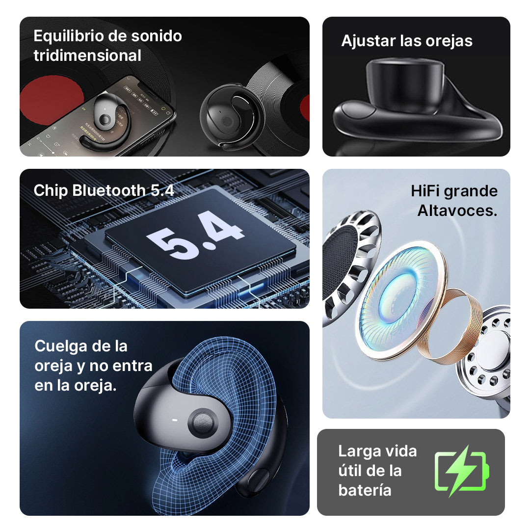 Auricular AI Traducción Bluetooth 5.4 OWS Inalámbricos iOS/Android BM026