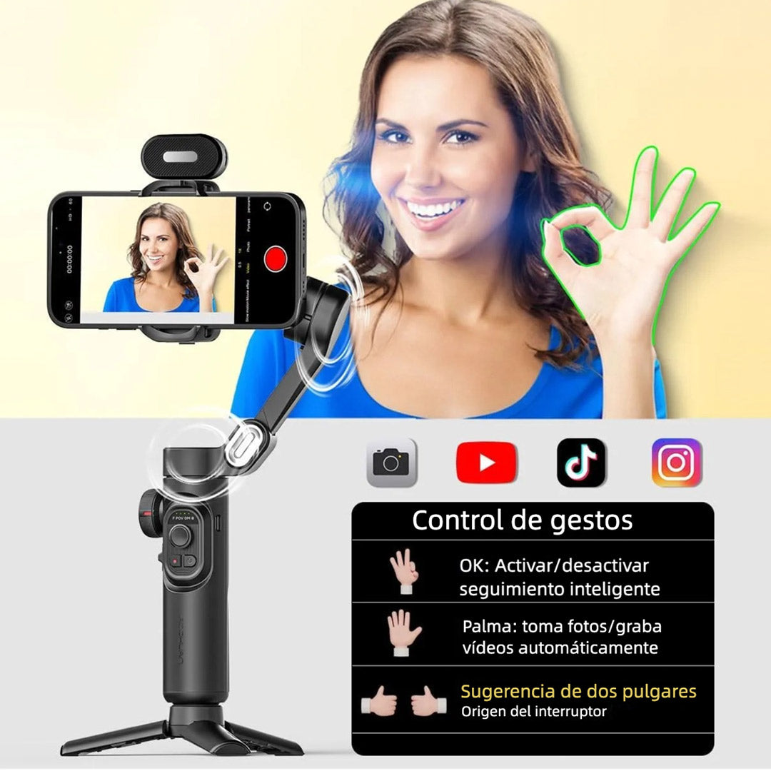 Estabilizador Gimbal 3 Ejes Plegable para Smartphone con Rueda de Enfoque y Control Inteligente – SC015