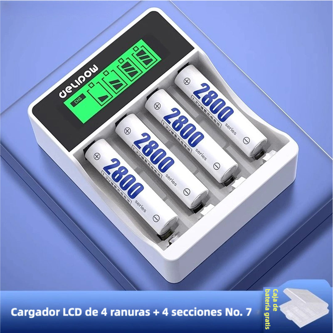 Baterías Recargables AA de Litio5800mWh con Cargador USB LCD Rápido de 2 Horas, 1.5V y 1500 Ciclos para Electrónicos, Teléfonos Inalámbricos y Controles Remotos - BT005