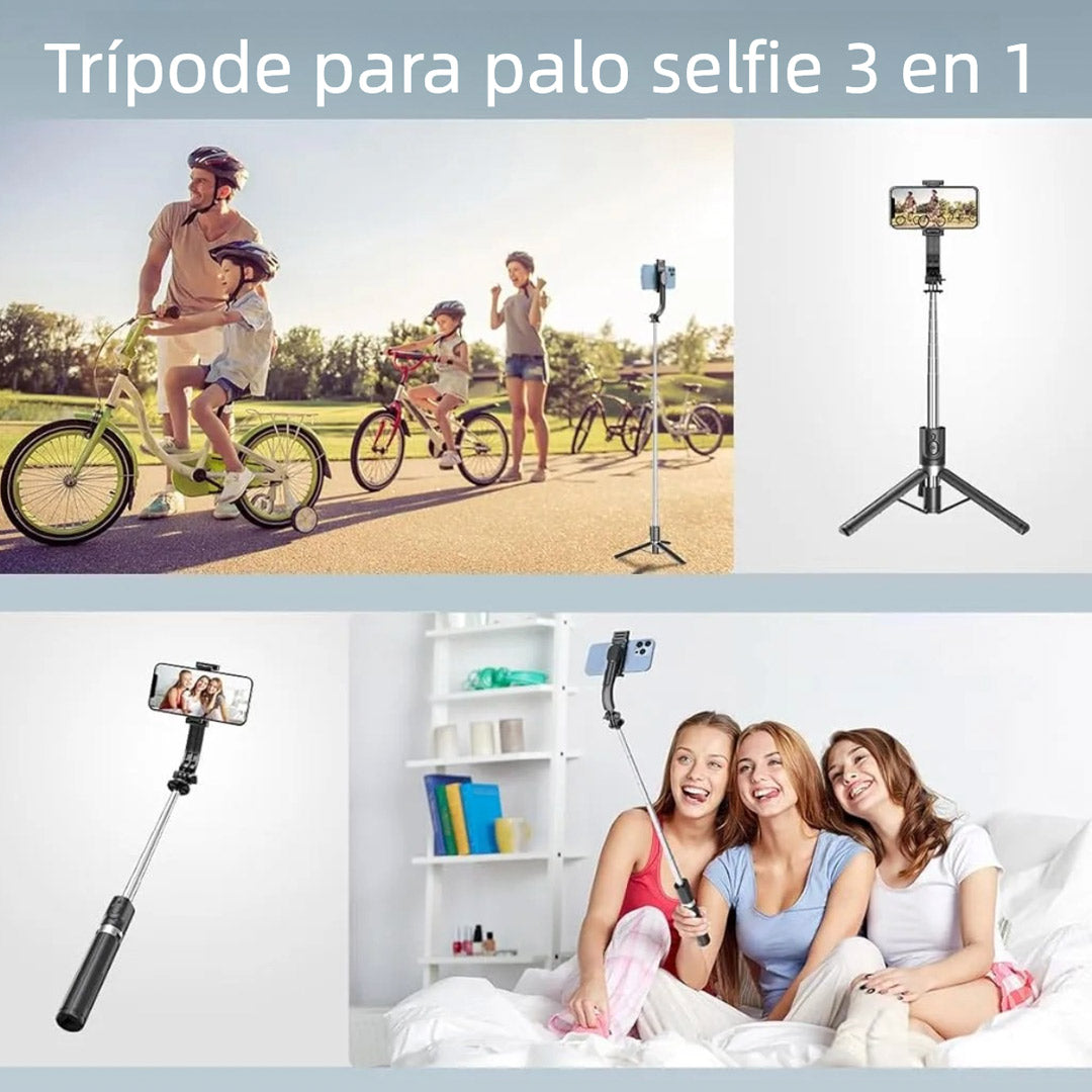Palo de Selfie Trípode con Luz y Control Remoto – Extensible 114cm para iPhone, Samsung y Android - SC010