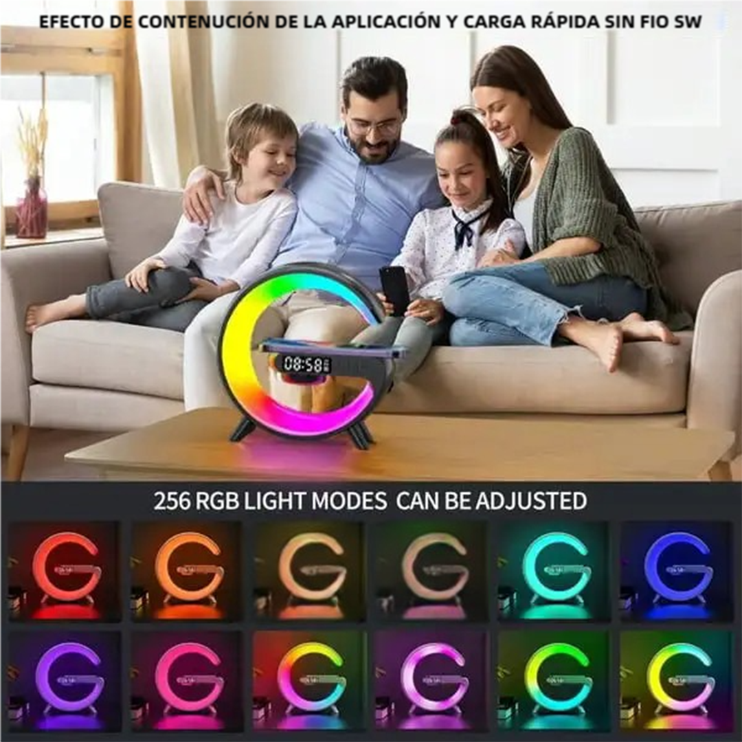 Altavoz Bluetooth Multifuncional con Lámpara, Carga Inalámbrica Rápida y Luz Ambiental CI009 - Yesmart