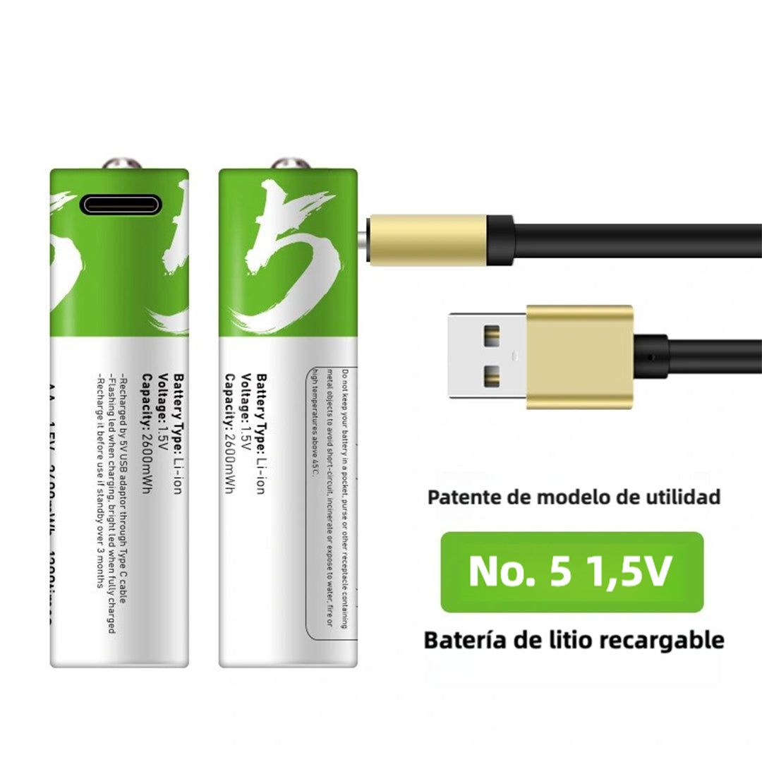 Baterías Recargables AA 2600mAh + AAA 750mAh 1.5V con Carga Rápida USB Tipo C (Paquete de 4 AA y 4 AAA) BT001 - Yesmart