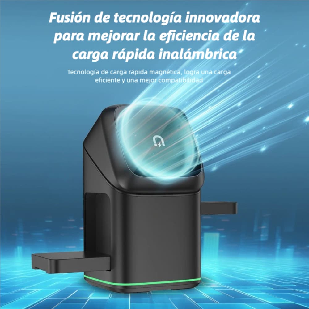 Base de Carga 3 en 1 Giratoria Qi2 15W, Compatible iPhone 16/15/14/13/12, Apple Watch, AirPods - CI023