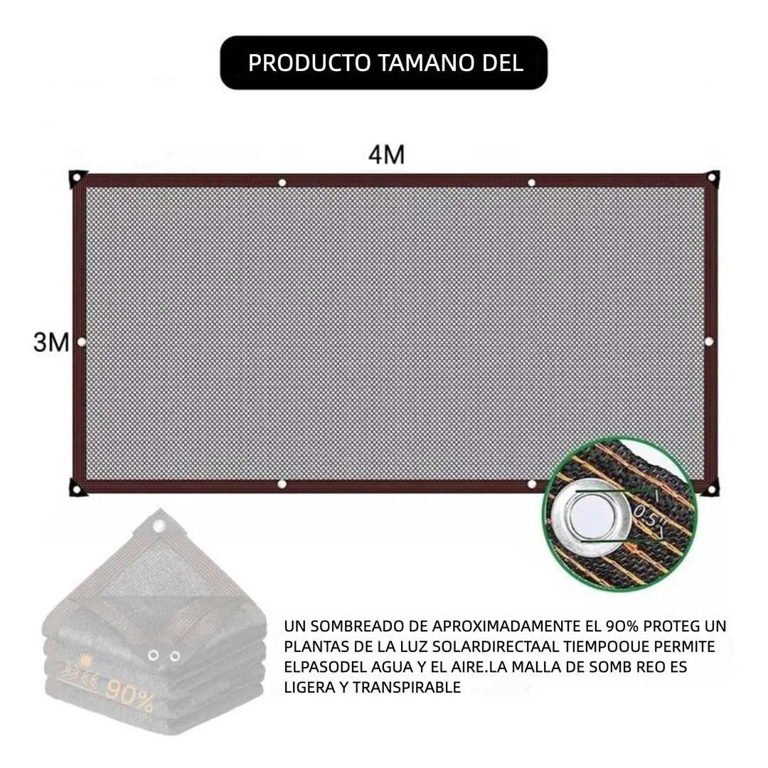 Tela de Sombra Negra al 50%, Malla Duradera 10 x 12 FT con Ojales, Protección Solar y Anticongelante para Plantas, Invernaderos, Patios y Tomates JP007