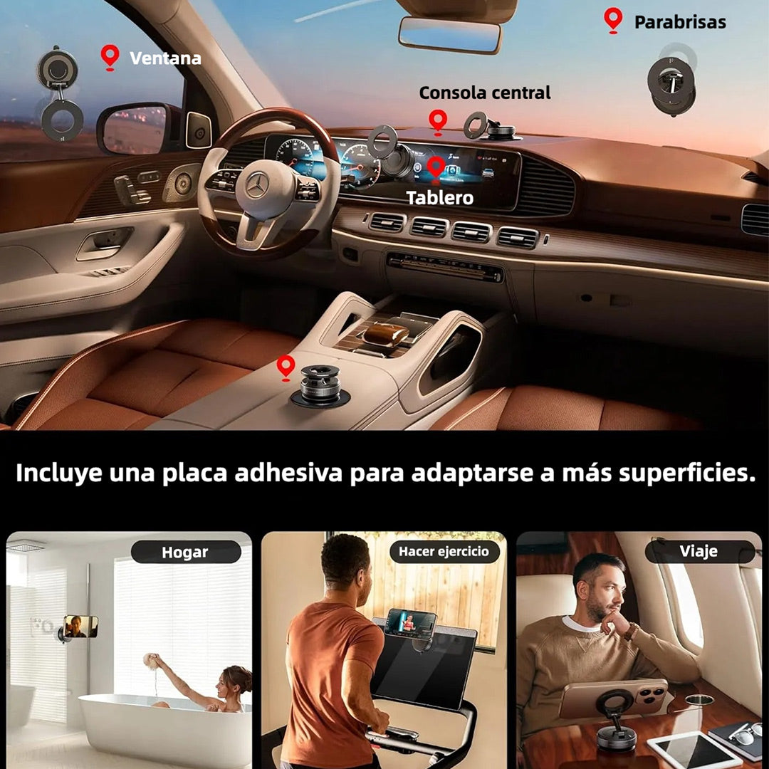 Soporte Magnético para Teléfono de Automóvil con Succión Súper Fuerte MagSafe 360° - Montaje con Ventosa para Vehículos, Compatible con iPhone y Android - SC006