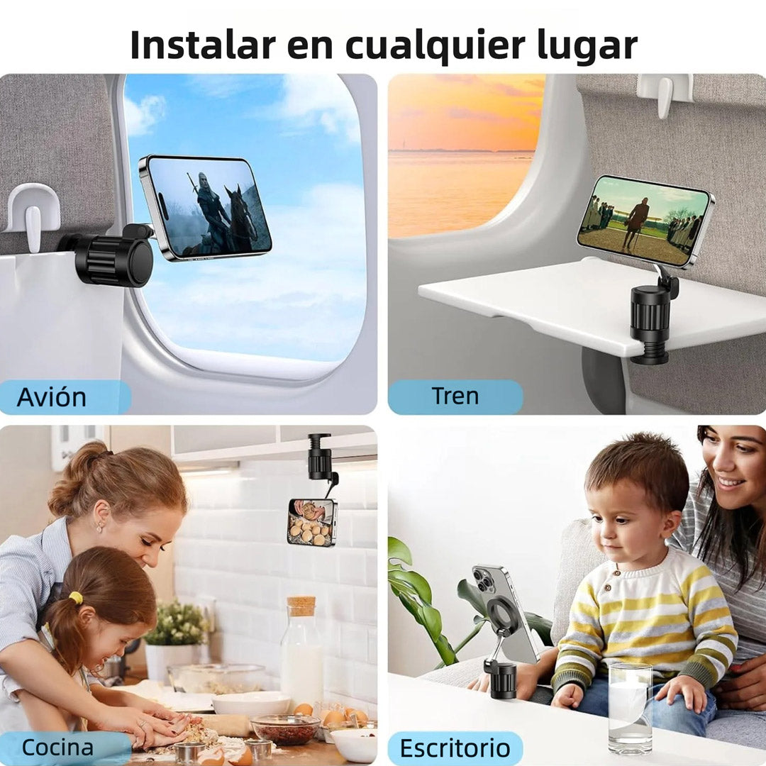 Soporte de Teléfono para Avión, Soporte Magnético para Teléfono de Avión, Soporte de Viaje Portátil, Esenciales de Viaje en Avión, Soporte Universal para Teléfono con Anillo Metálico - SC008