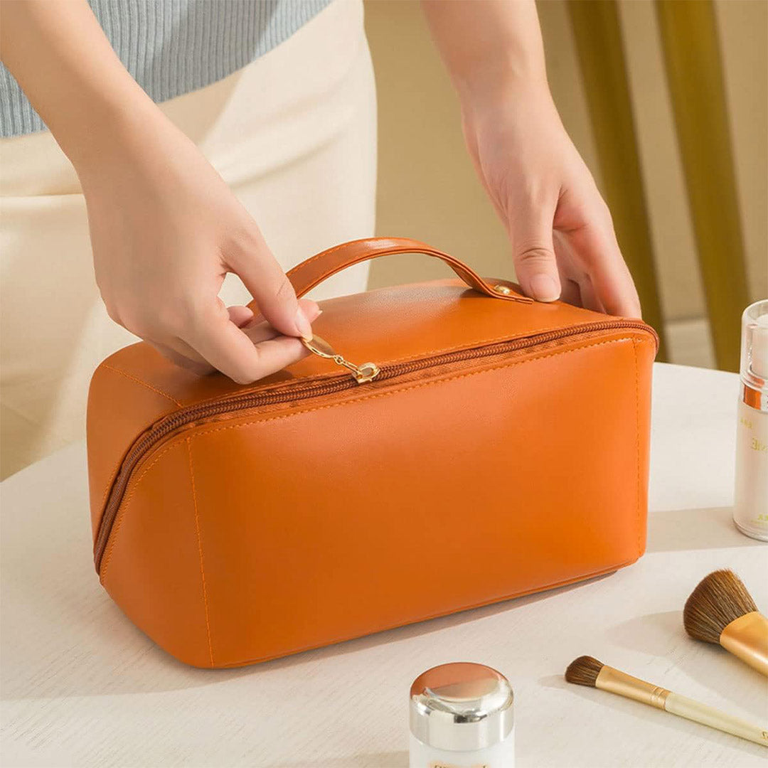 Bolsa de Maquillaje de Viaje, Bolsa de Maquillaje Grande y Resistente al Agua para Mujeres, Con Compartimentos y Asa - AH002